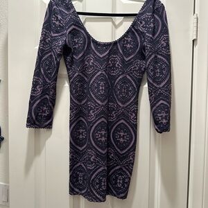 Free People Dark Purple Long Sleeve Dress